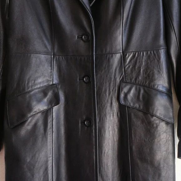 Bebe ankle length black leather coat - Picture 4 of 15